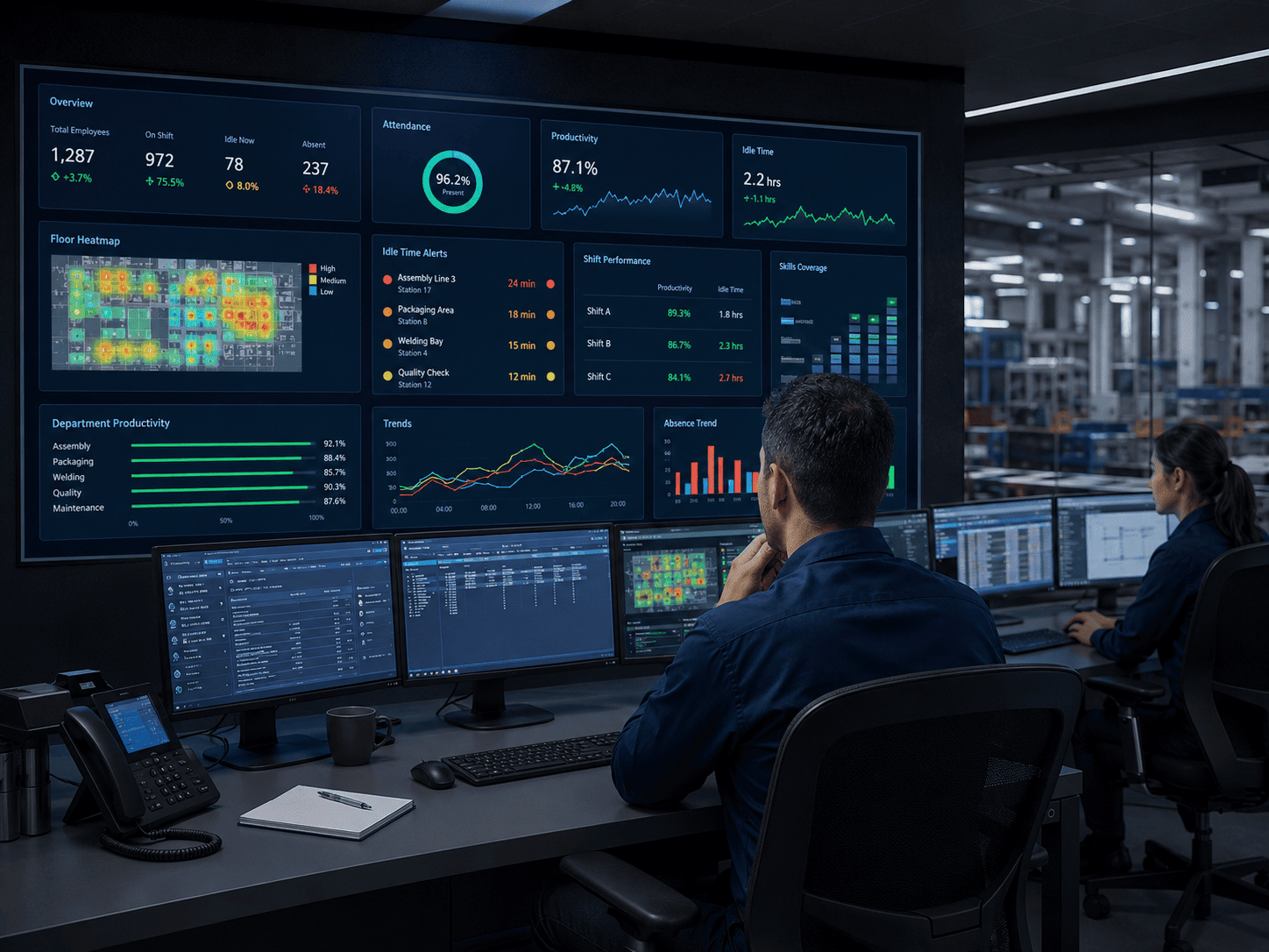 Workforce efficiency KPI dashboards